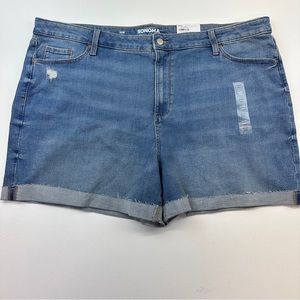 Sonoma High Rise Rolled Jean Shorts Size 24W NWT Distressed